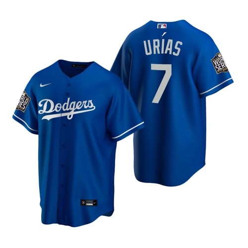 Men's Los Angeles Dodgers #7 Julio Urias Blue 2020 World Series Stitched Jersey
